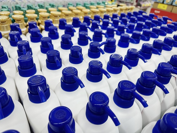 Rows of lotion bottles. These are a type of consumer packaged good that can be a part of product liability
